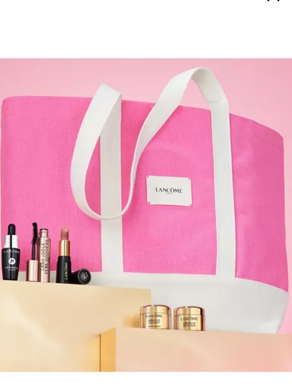 Lancôme Pink Canvas Tote with White Straps